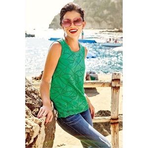 Cabi Green Eyelet Gemma Tank Top Style 5036